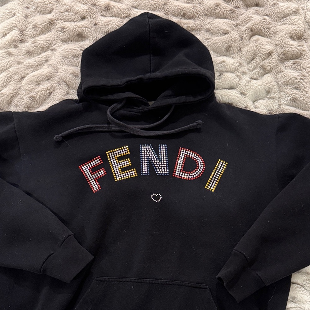 FENDI // BLACK RHINESTONE HOODIE